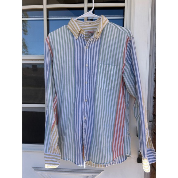 J.Crew Other - J.Crew Broken-In Oxford Slim Fit Multi-Color Stripe Organic Cotton Shirt Mens M